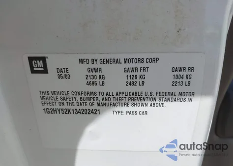 2003 Pontiac Bonneville Sle from USA, damaged, VIN 1G2HY52K134202421